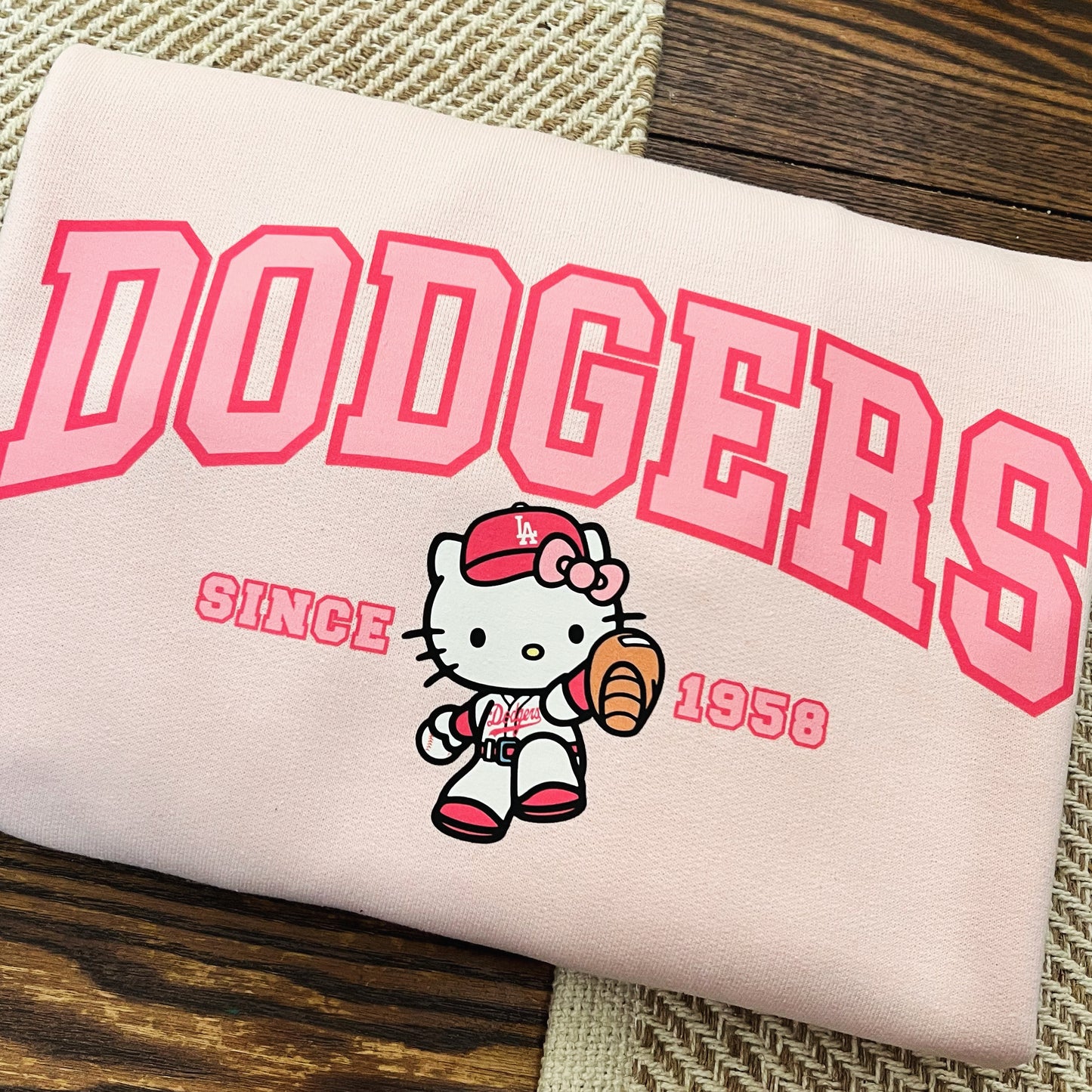 L.A x HK PINK Baseball Crewneck