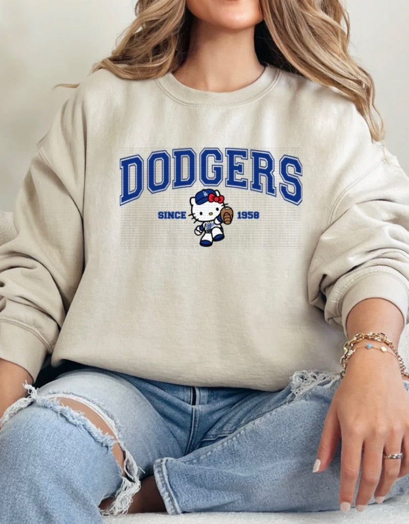 L.A x HK Blue Baseball Crewneck