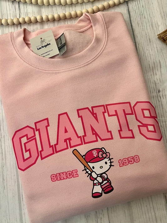 S.F x HK PINK Baseball Crewneck